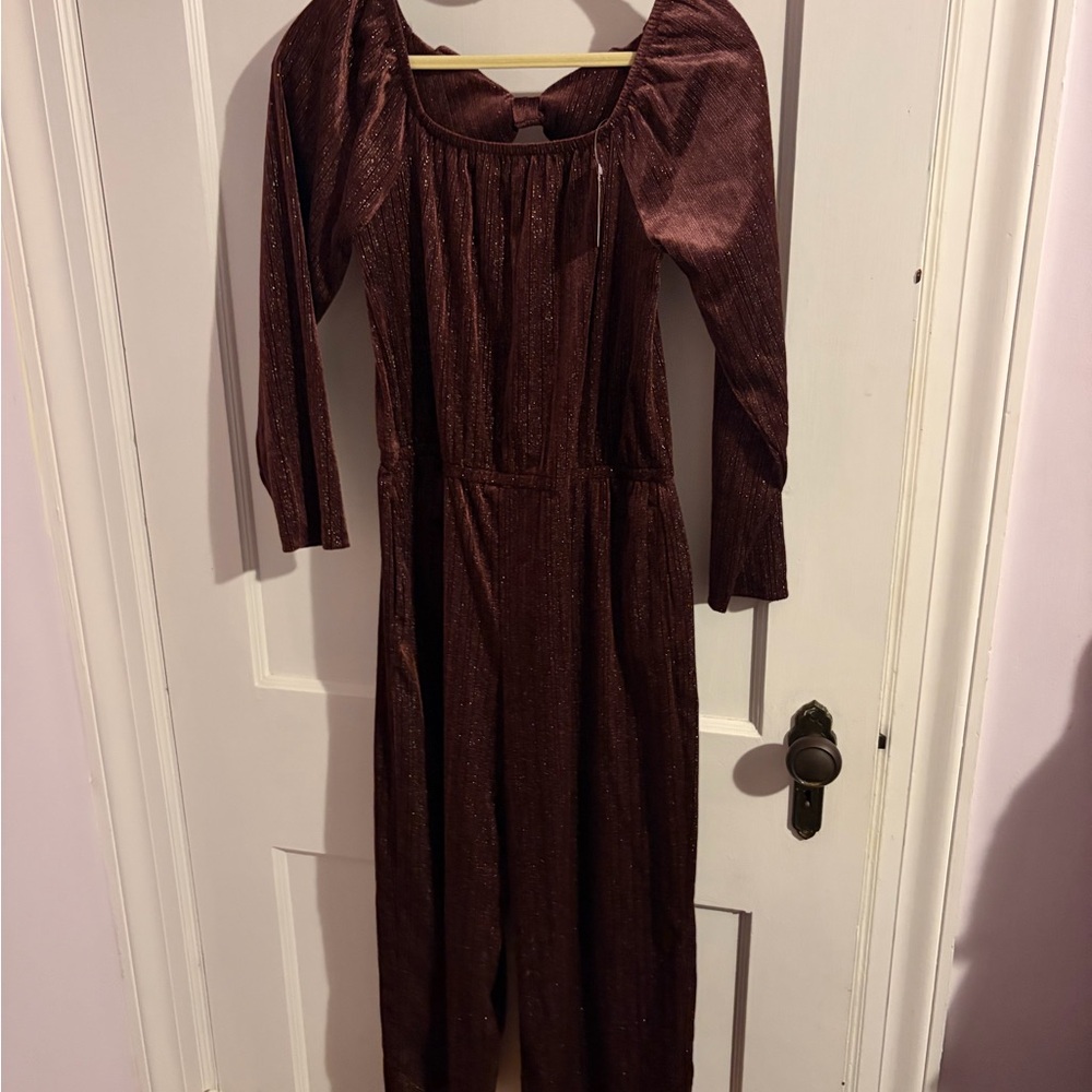Old Navy Girls Burgundy Sparkle Jumpsuit